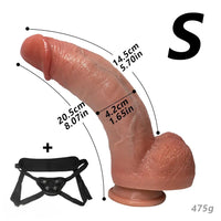 8.07in 9.84in Curved Silicone Soft Big Strap on Dildo Female Masturbator