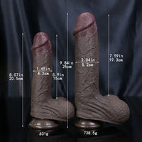 8.07in 9.84in Real Ebony Big Silicone Dildo For Vaginal Anal Play
