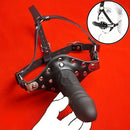 8.07in BDSM Double-ended Dildo Mouth Gag with Head Strap Bondage Restraints
