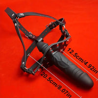 8.07in BDSM Double-ended Dildo Mouth Gag with Head Strap Bondage Restraints