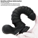 8.07in Big Black Fantasy Double Layer Silicone Soft Scale Caterpillar Dildo