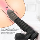 8.07in Big Black Fantasy Double Layer Silicone Soft Scale Caterpillar Dildo