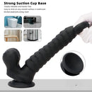 8.07in Big Black Fantasy Double Layer Silicone Soft Scale Caterpillar Dildo