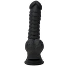 8.07in Big Black Fantasy Double Layer Silicone Soft Scale Caterpillar Dildo