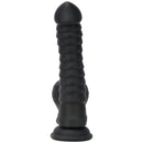 8.07in Big Black Fantasy Double Layer Silicone Soft Scale Caterpillar Dildo