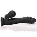 8.07in Big Black Fantasy Double Layer Silicone Soft Scale Caterpillar Dildo