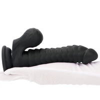 8.07in Big Black Fantasy Double Layer Silicone Soft Scale Caterpillar Dildo