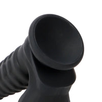8.07in Big Black Fantasy Double Layer Silicone Soft Scale Caterpillar Dildo