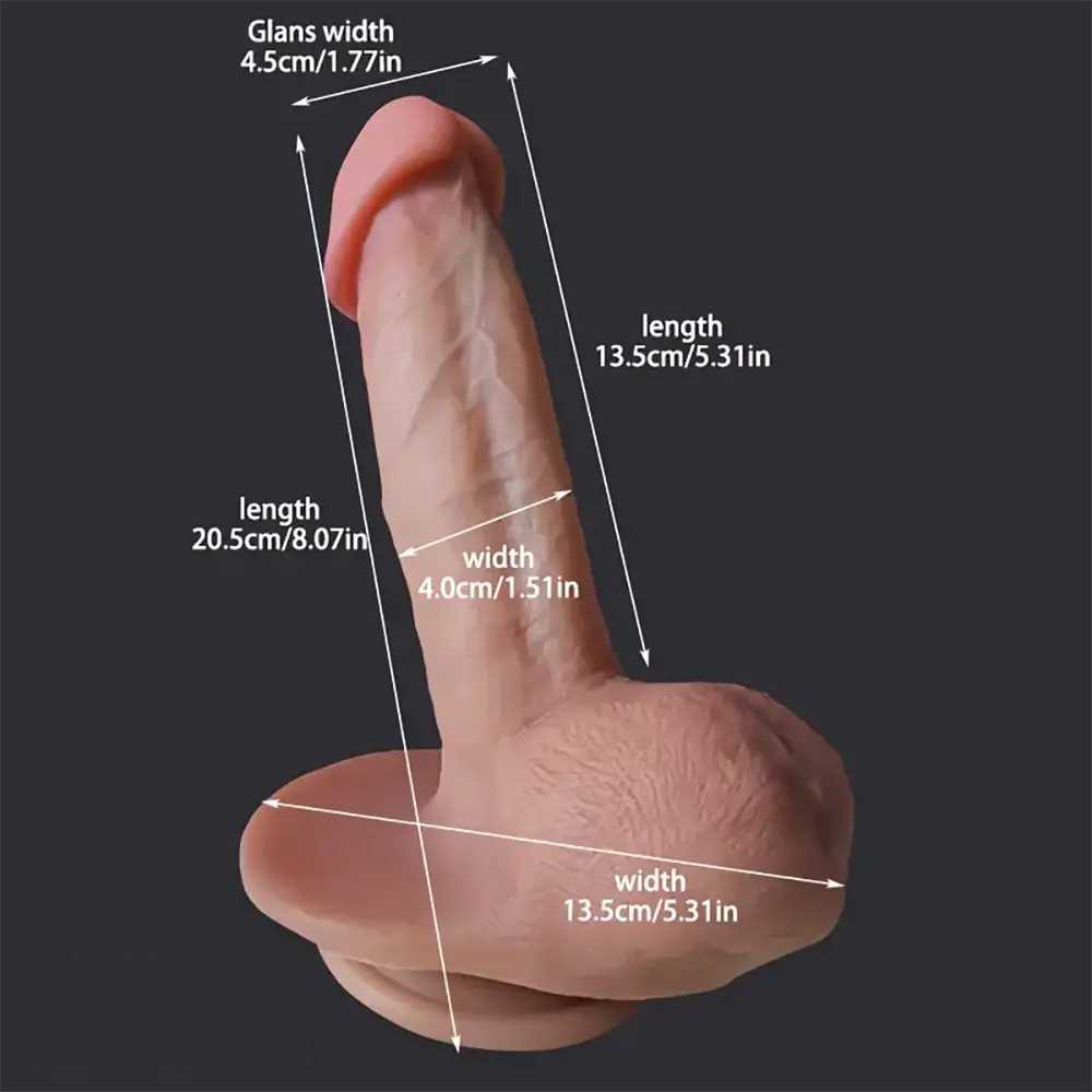 8.07in Big Curved Silicone Soft Real Dildo For Prostate Intimate Pleasure