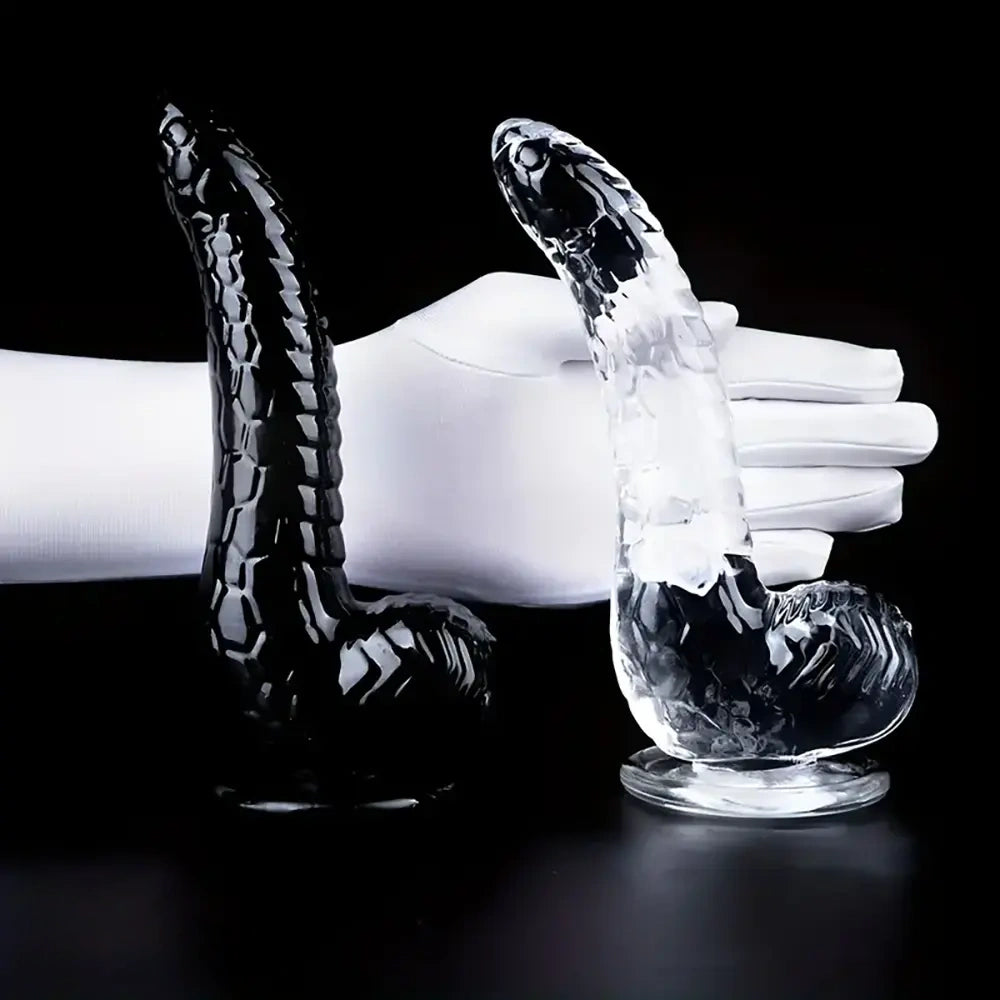 8.07in Big Snake Animal Clear Black Dildo For Couples Men Women Orgasm