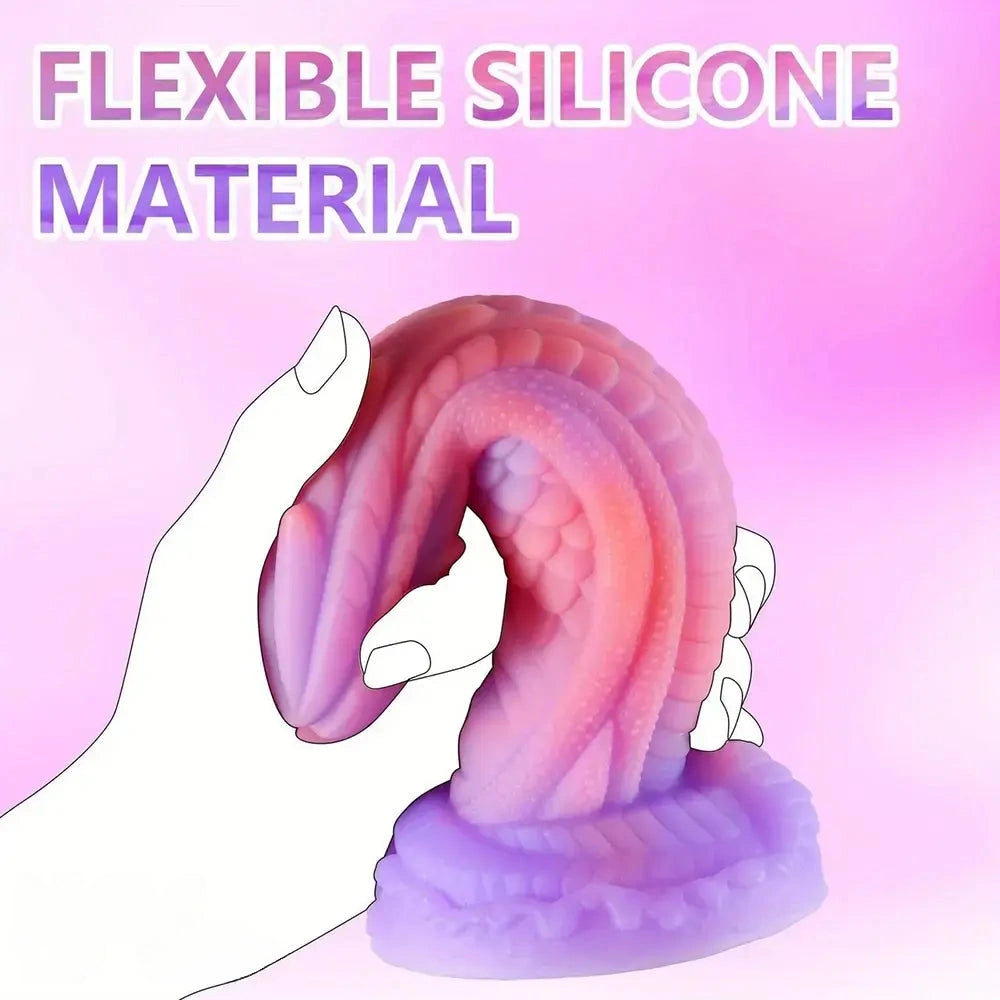 8.07in Dragon Monster Silicone Soft Dildo For Women Men Couple Strap on Play