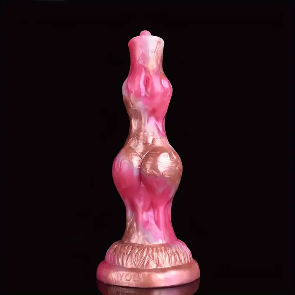 8.07in Fantasy Silicone Soft Dog Knot Big Prostate Anal Golden Rose Dildo
