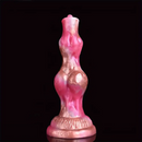 8.07in Fantasy Silicone Soft Dog Knot Big Prostate Anal Golden Rose Dildo