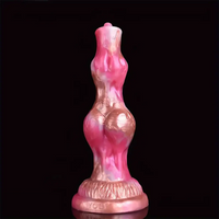 8.07in Fantasy Silicone Soft Dog Knot Big Prostate Anal Golden Rose Dildo