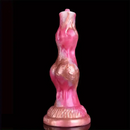 8.07in Fantasy Silicone Soft Dog Knot Big Prostate Anal Golden Rose Dildo