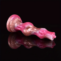 8.07in Fantasy Silicone Soft Dog Knot Big Prostate Anal Golden Rose Dildo