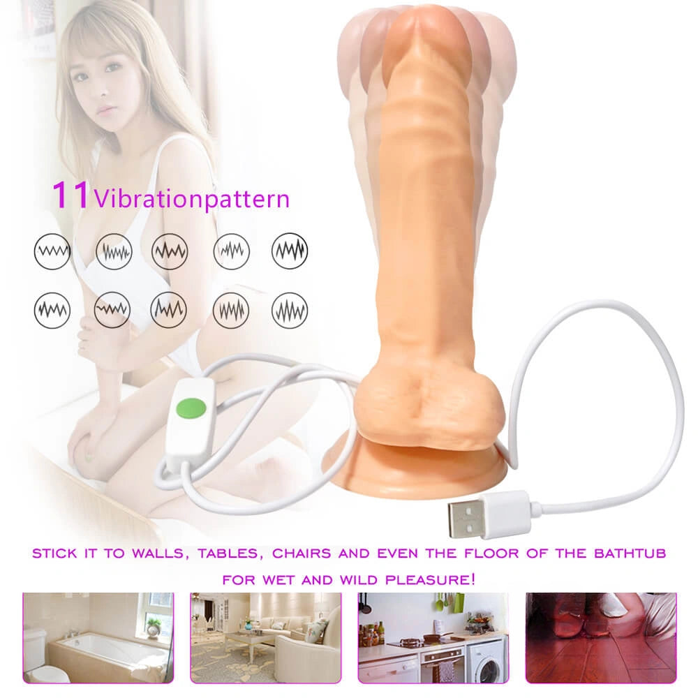 8.07in Flexible 11 Vibrating Modes Swing Dildo Adult Toy With Wire