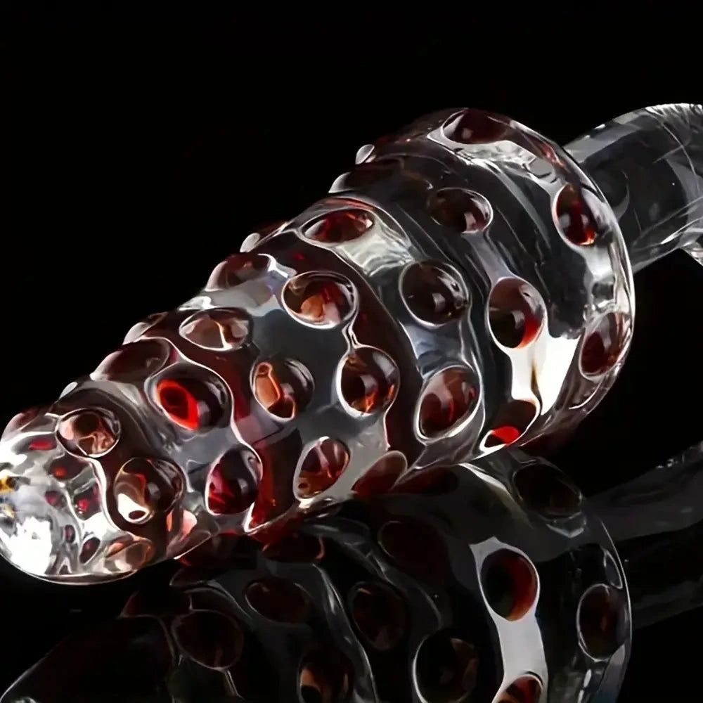 8.07in Glass Clear Spiked Big Double Sided Dildo For Clitoral Stimulation