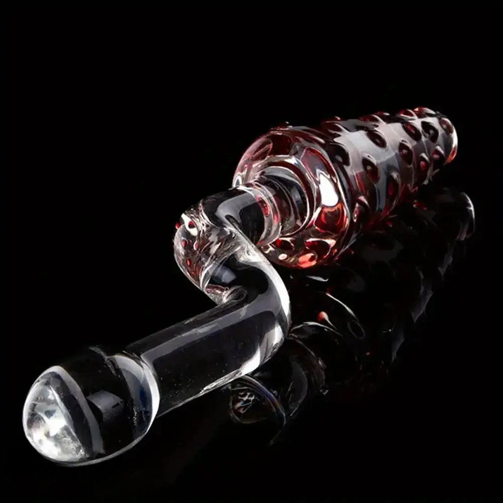 8.07in Glass Clear Spiked Big Double Sided Dildo For Clitoral Stimulation