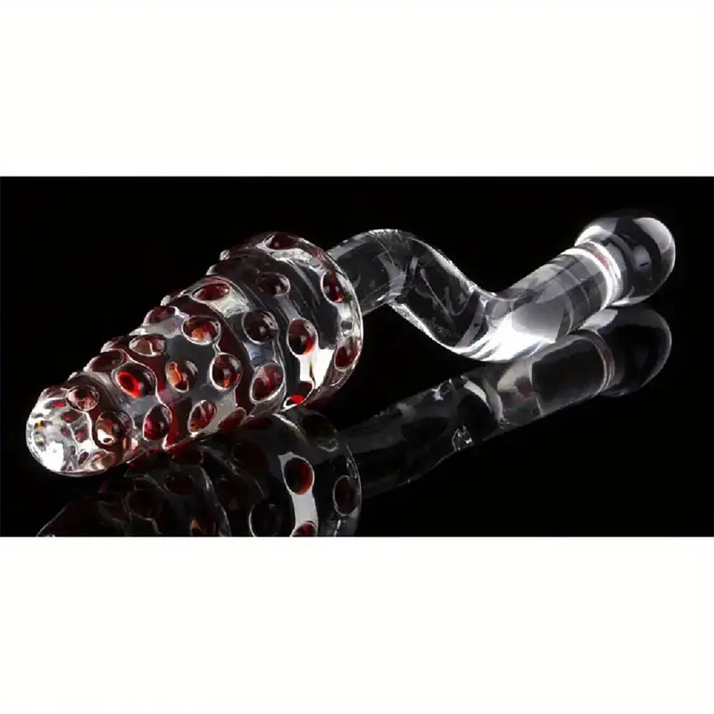 8.07in Glass Clear Spiked Big Double Sided Dildo For Clitoral Stimulation