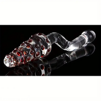 8.07in Glass Clear Spiked Big Double Sided Dildo For Clitoral Stimulation