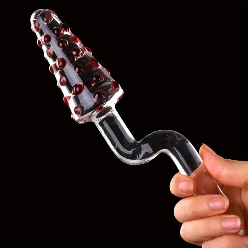 8.07in Glass Clear Spiked Big Double Sided Dildo For Clitoral Stimulation