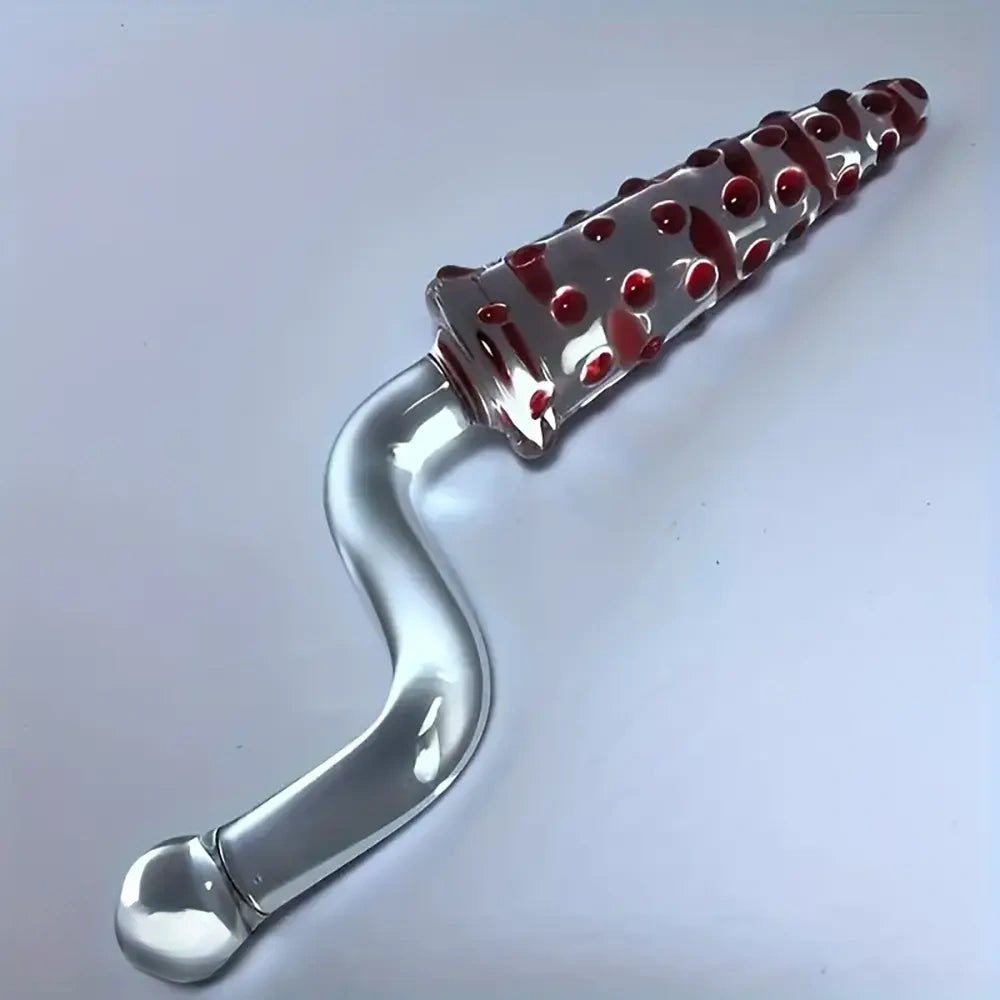8.07in Glass Clear Spiked Big Double Sided Dildo For Clitoral Stimulation