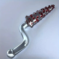 8.07in Glass Clear Spiked Big Double Sided Dildo For Clitoral Stimulation