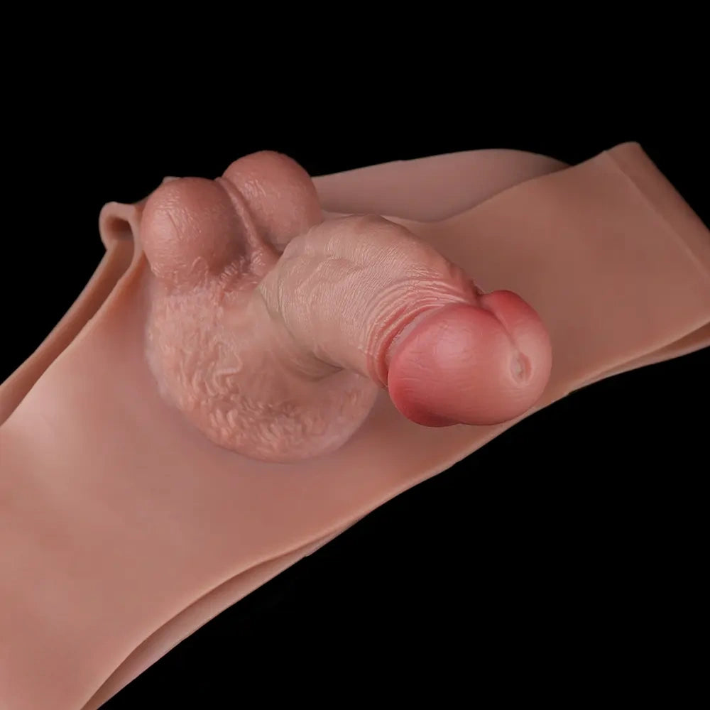 8.07in Hollow Penis Dildo Sleeve Silicone Soft Pants For Penis Thicken Supplies