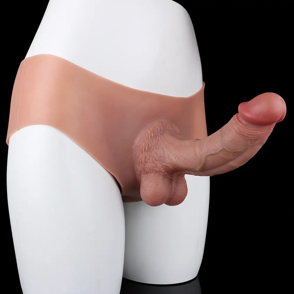 8.07in Hollow Penis Dildo Sleeve Silicone Soft Pants For Penis Thicken Supplies