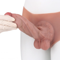 8.07in Hollow Penis Dildo Sleeve Silicone Soft Pants For Penis Thicken Supplies