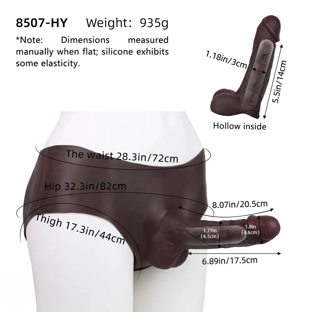 8.07in Hollow Strap on Dildo Panty Silicone Soft Sex Toy For Women