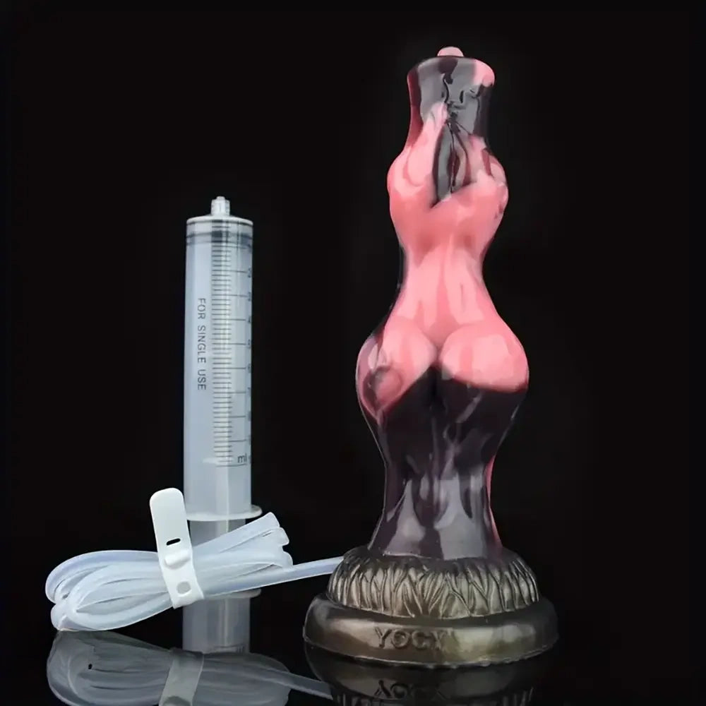 8.07in Luminous Squirting Knot Animal Big Silicone Soft Dildo For Anal Play