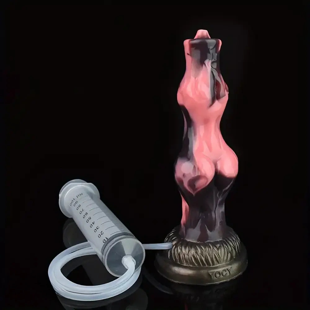 8.07in Luminous Squirting Knot Animal Big Silicone Soft Dildo For Anal Play