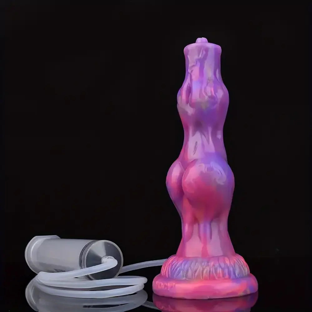 8.07in Luminous Squirting Knot Animal Big Silicone Soft Dildo For Anal Play