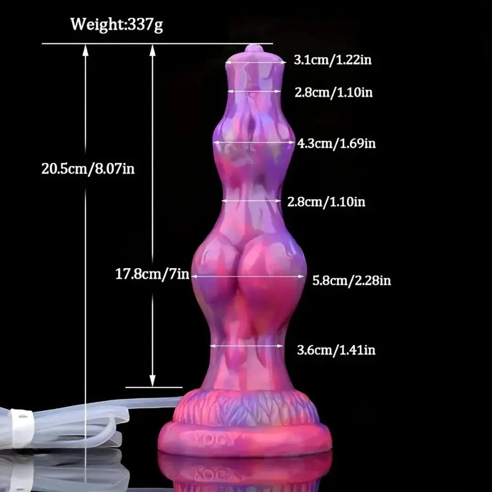8.07in Luminous Squirting Knot Animal Big Silicone Soft Dildo For Anal Play