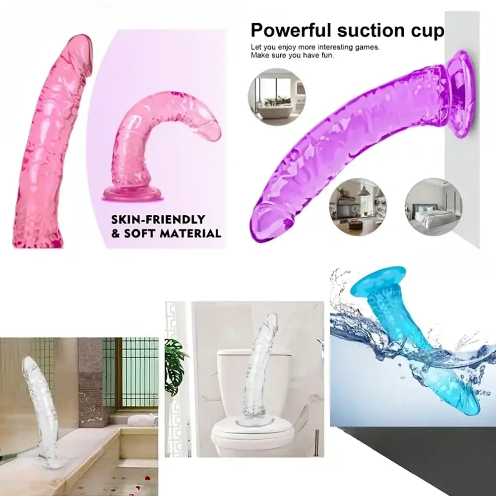 8.07in PVC Suction Cup Dildo Anal Masturbator For G-Spot Anal Game