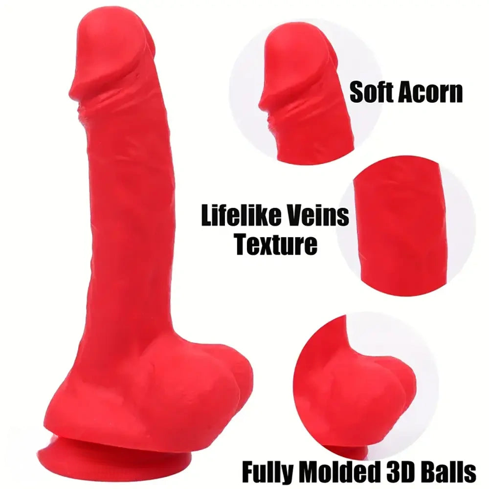 8.07in Real Lifelike Veins Texture Big Silicone Soft Male Female Dildo