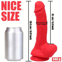 8.07in Real Lifelike Veins Texture Big Silicone Soft Male Female Dildo