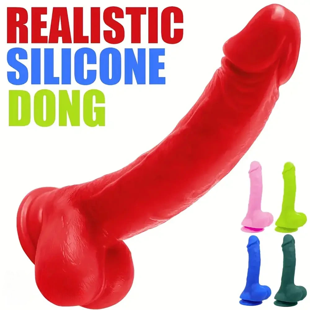 8.07in Real Lifelike Veins Texture Big Silicone Soft Male Female Dildo