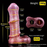 8.07in Realistic Horse Silicone Penis Sleeve Dildo With Testicle Ring