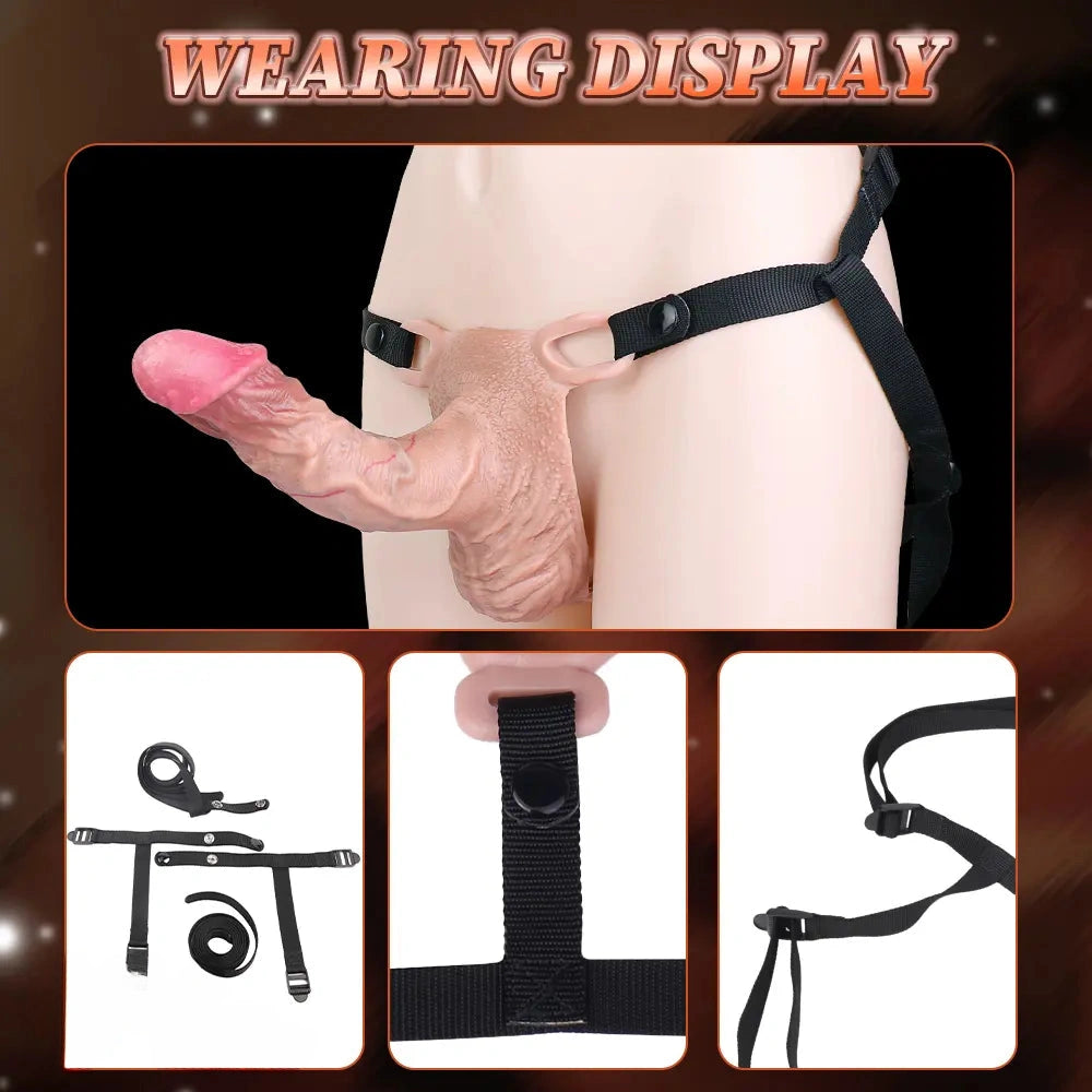 8.07in Realistic Strap on Penis Extender Cock Sleeve Dildo Stretchable Cock Ring