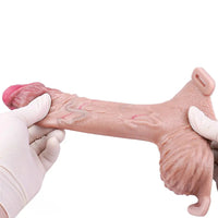 8.07in Realistic Strap on Penis Extender Cock Sleeve Dildo Stretchable Cock Ring