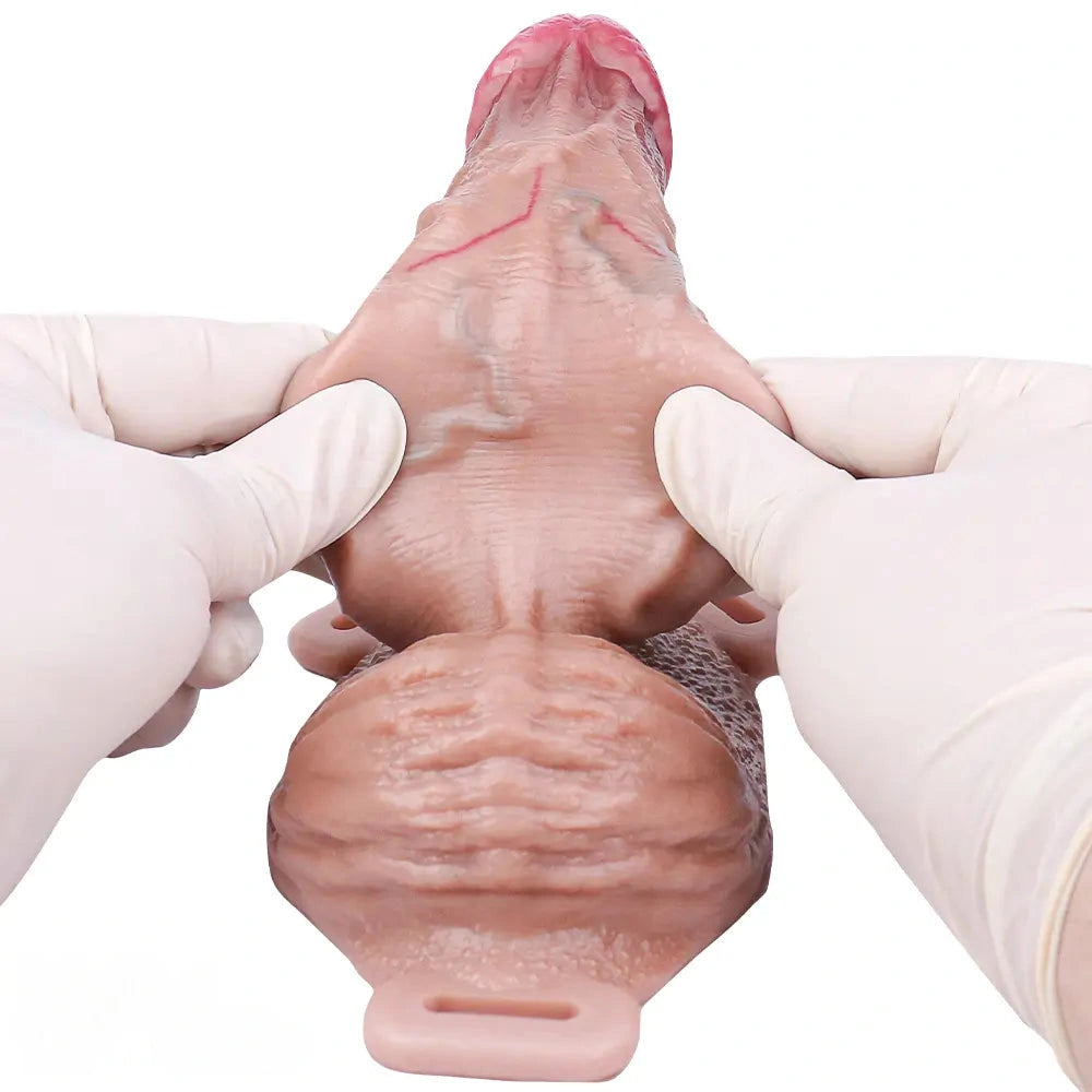 8.07in Realistic Strap on Penis Extender Cock Sleeve Dildo Stretchable Cock Ring