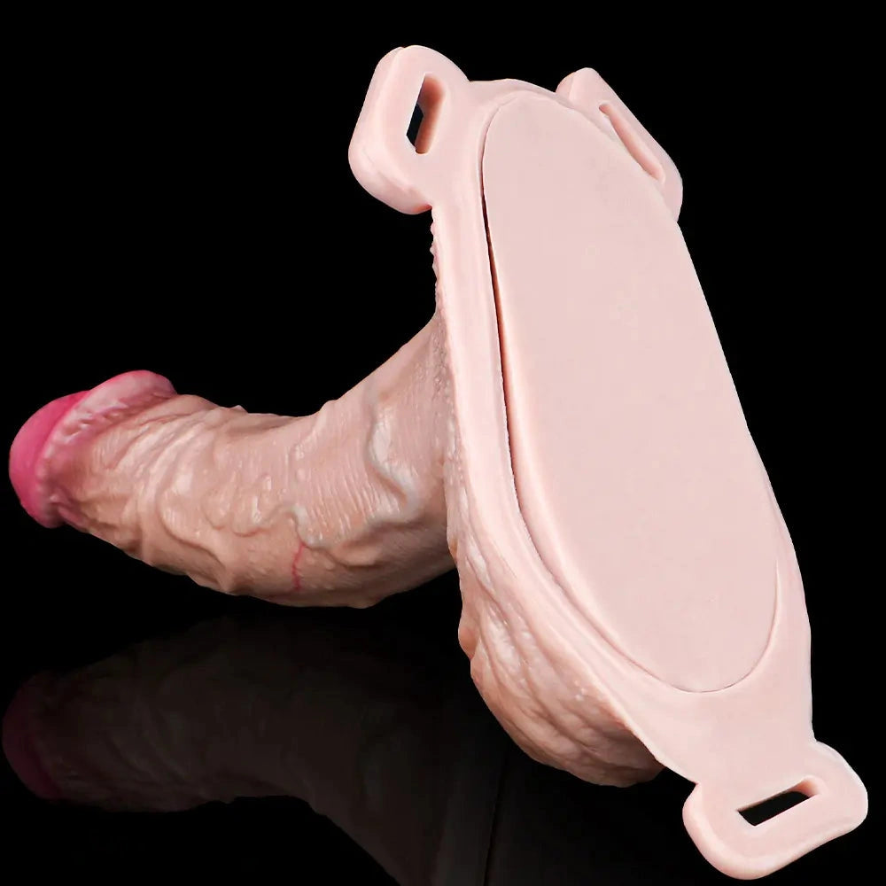 8.07in Realistic Strap on Penis Extender Cock Sleeve Dildo Stretchable Cock Ring