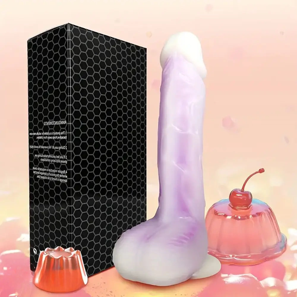 8.07in Silicone With Infrared Sensor Two-color Gradient Vibrating Dildo