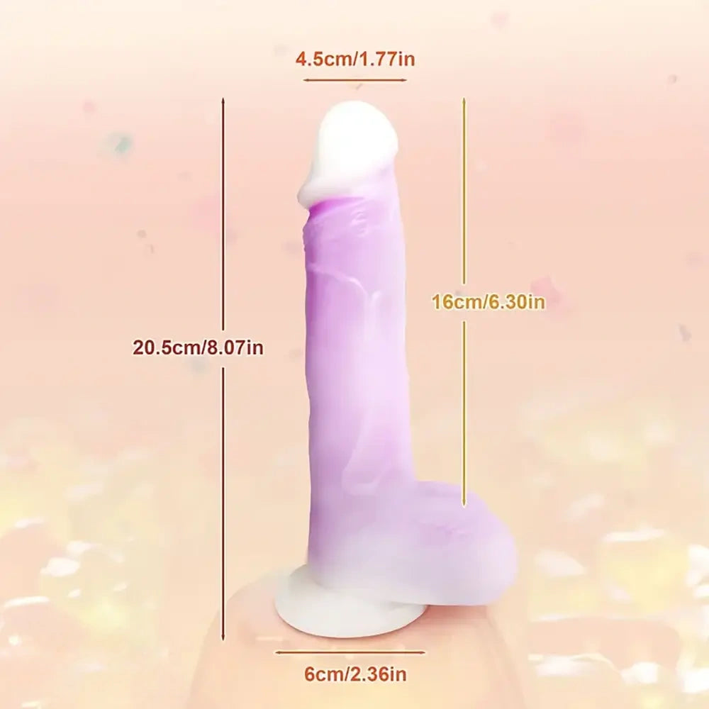 8.07in Silicone With Infrared Sensor Two-color Gradient Vibrating Dildo