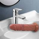 8.07in Soft Real Big Silicone Uncut G Spot Dildo With Sliding Skin