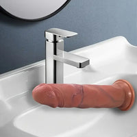 8.07in Soft Real Big Silicone Uncut G Spot Dildo With Sliding Skin