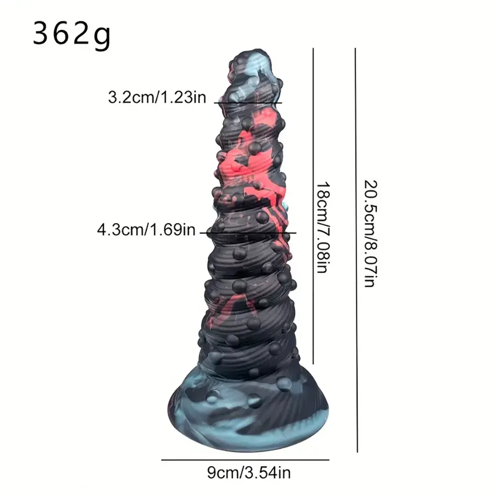 8.07in Spiked Big Monster Spiral Silicone Soft Dildo For Couples